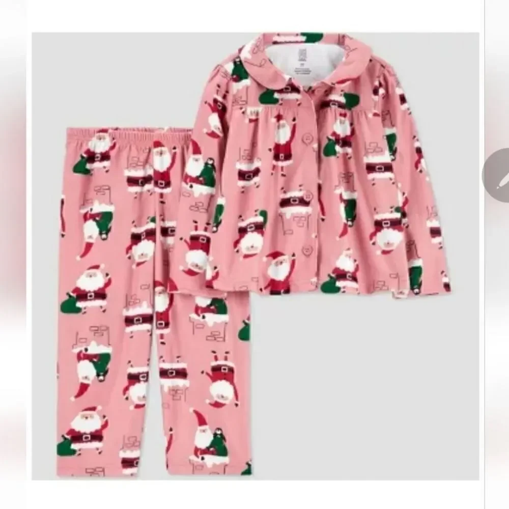 New Christmas Girl's Santa Pajama Set